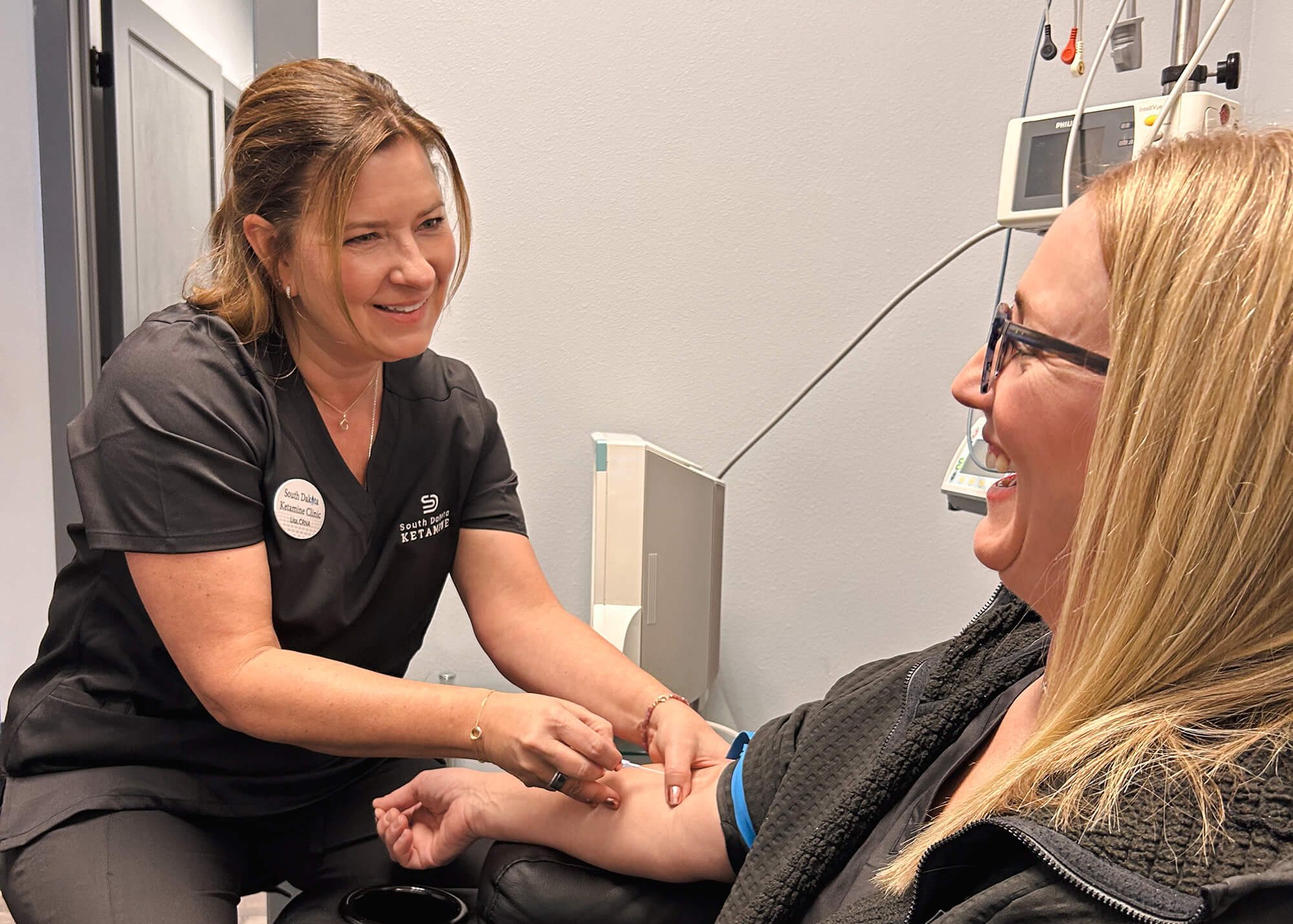 Ketamine infusion therapy administered by trained provider at South Dakota Ketamine Clinic